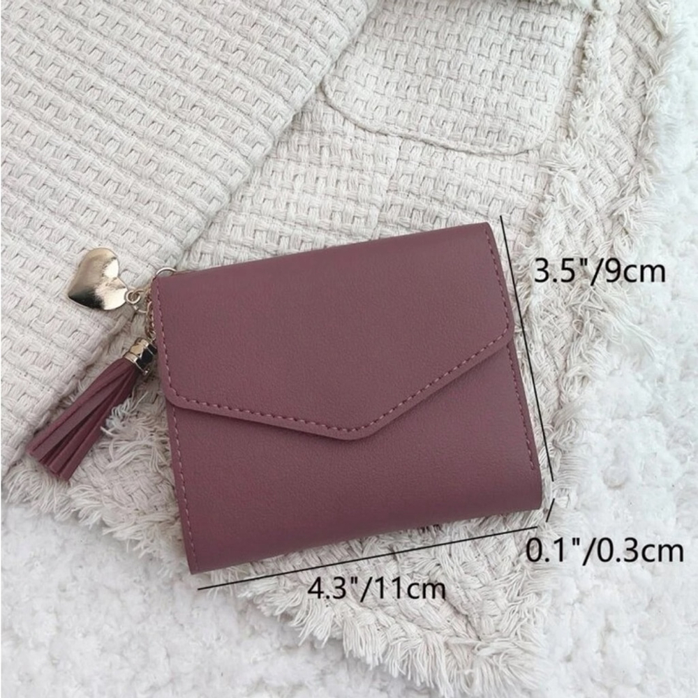 ⚠️Clearance Dusty Pink Heart And Tassel Wallet / Cardholder - Picture 4 of 4